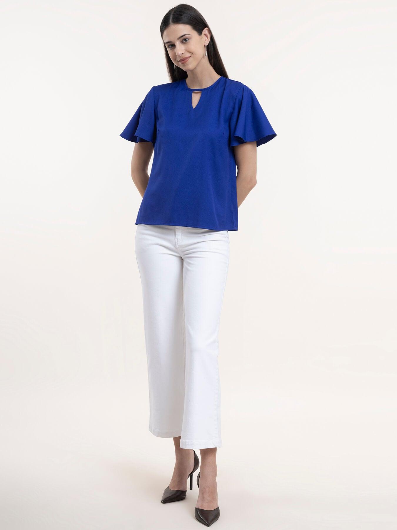 Bell Sleeves Top - Royal Blue| Formal Tops